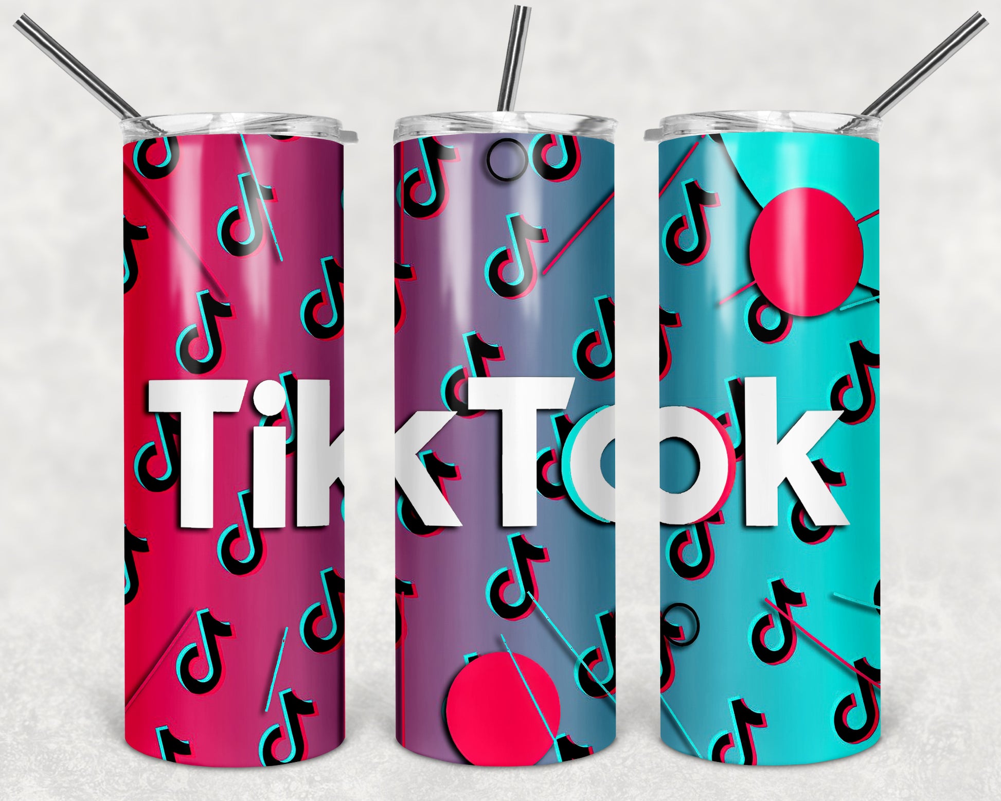 TikTok-1 20oz Stainless Steel Double Wall Skinny Tumbler With Straw