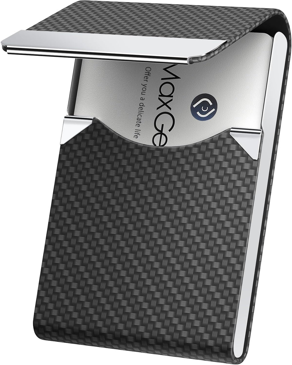 Business Card Holder with Ultra Slim Design,Business Card Case with Premium PU Leather,Suit Pocket Metal Card Holder with Magnetic Shut Pick and Promo