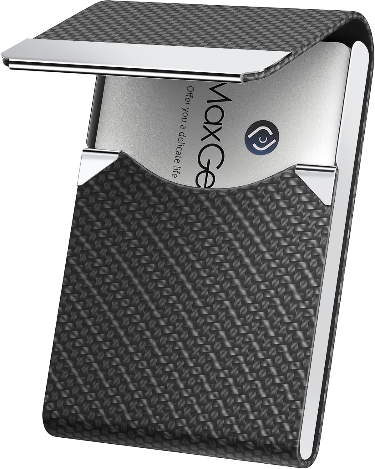 Business Card Holder with Ultra Slim Design,Business Card Case with Premium PU Leather,Suit Pocket Metal Card Holder with Magnetic Shut Pick and Promo