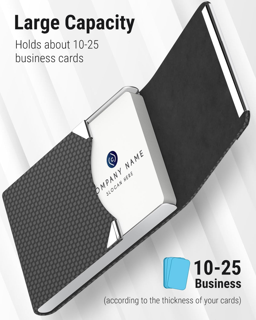 Business Card Holder with Ultra Slim Design,Business Card Case with Premium PU Leather,Suit Pocket Metal Card Holder with Magnetic Shut Pick and Promo