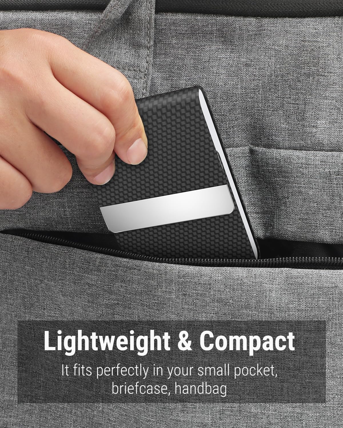 Business Card Holder with Ultra Slim Design,Business Card Case with Premium PU Leather,Suit Pocket Metal Card Holder with Magnetic Shut Pick and Promo