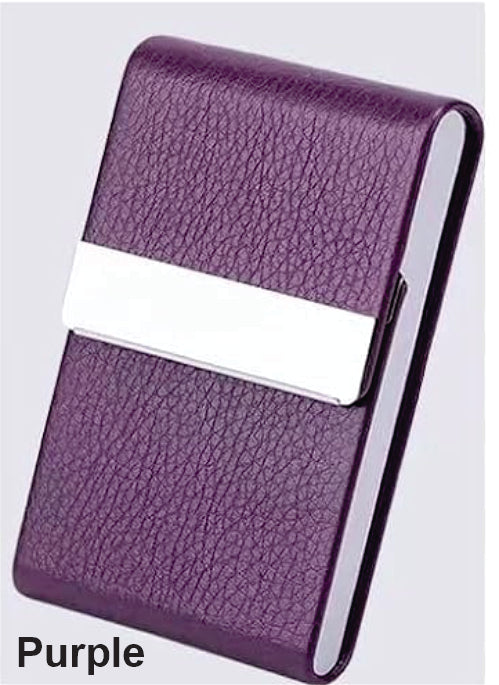 Business Card Holder with Ultra Slim Design,Business Card Case with Premium PU Leather,Suit Pocket Metal Card Holder with Magnetic Shut Pick and Promo