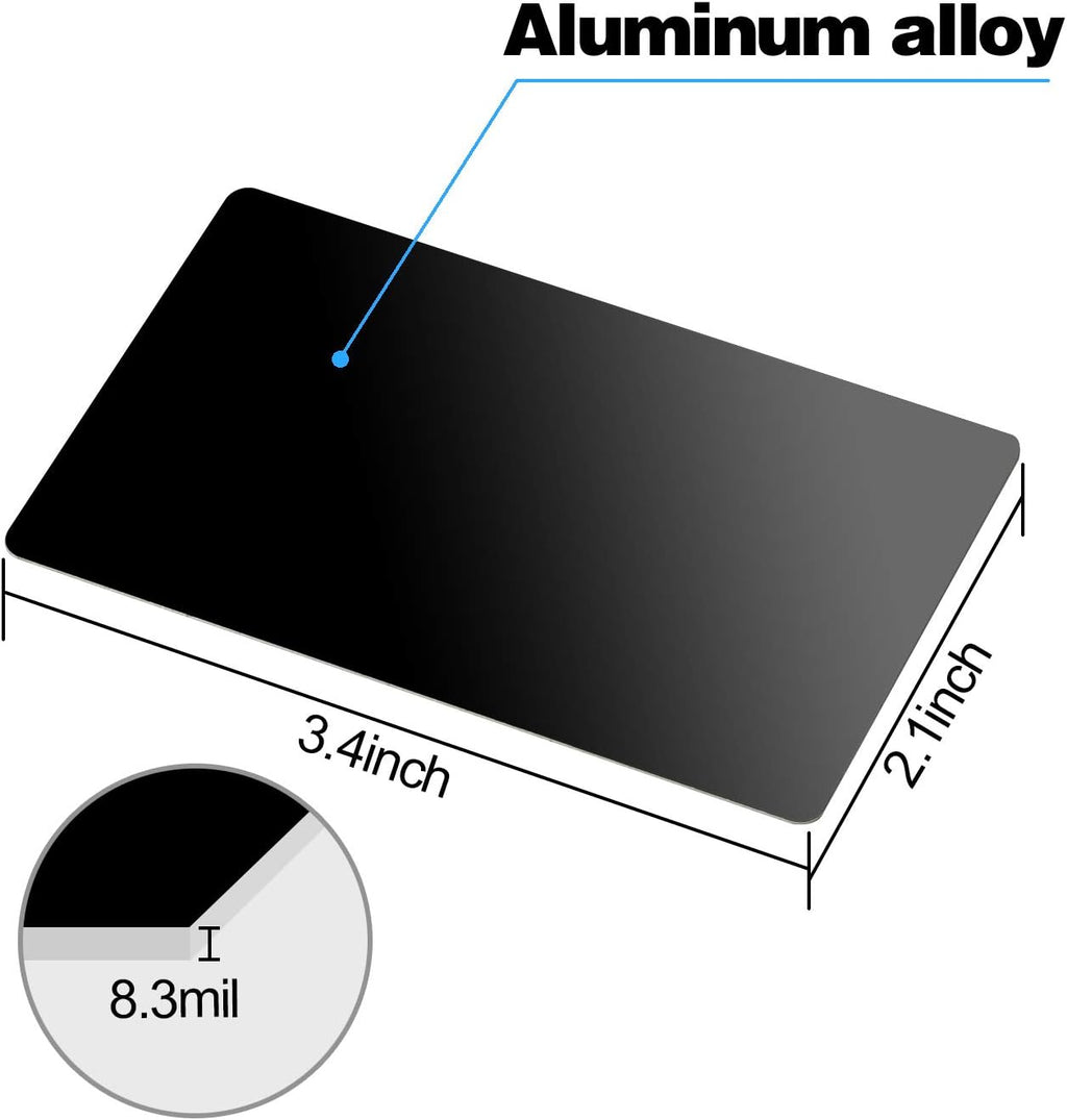 Black Metal Business Card, Aluminum Blank Metallic Customer Laser Engraving Pick and Promo