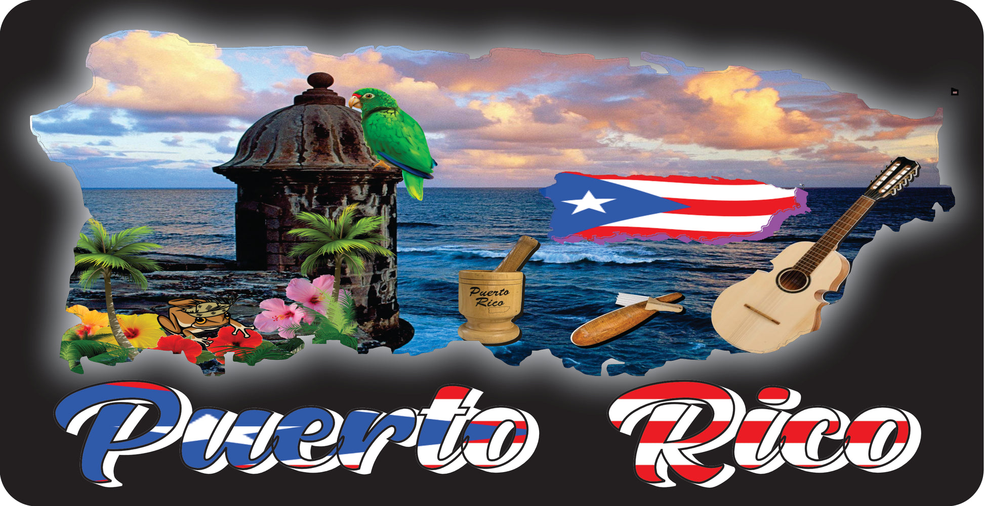 Puerto Rico and 78 Towns License Plate