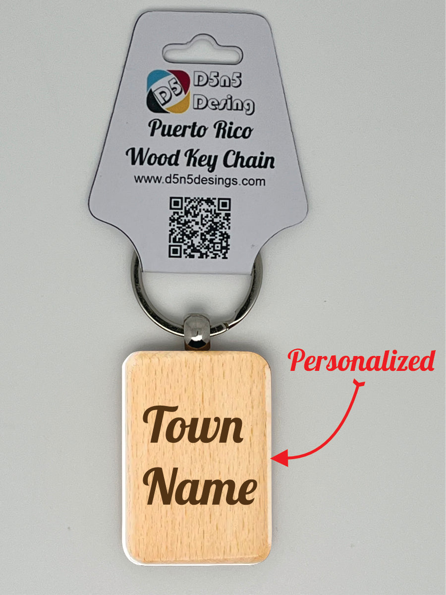 Puerto Rico and 78 Towns Wood Key Chain