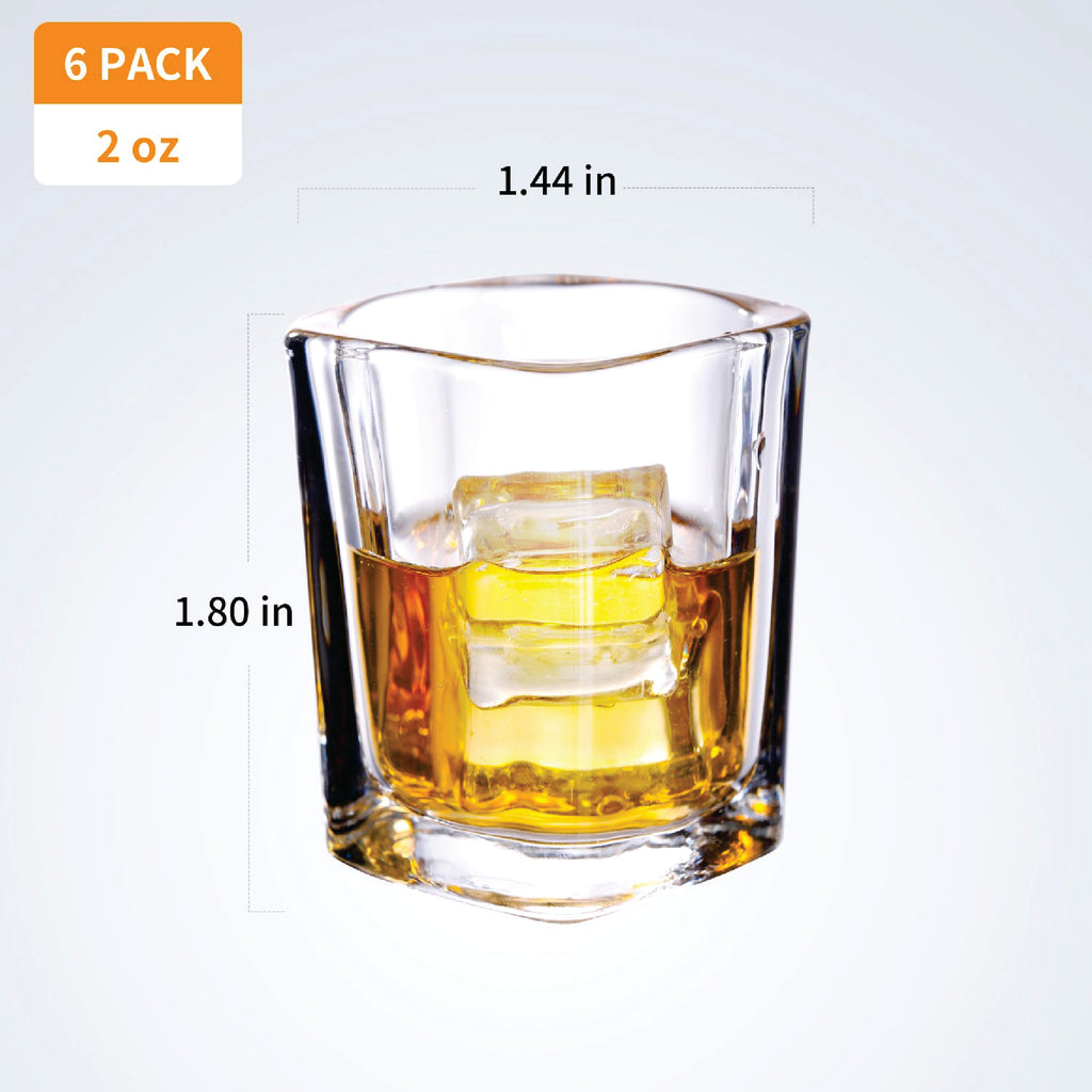 Shot Glasses Set of 6, Personalized, Tequila Whiskey Glasses with Heavy Base 2oz