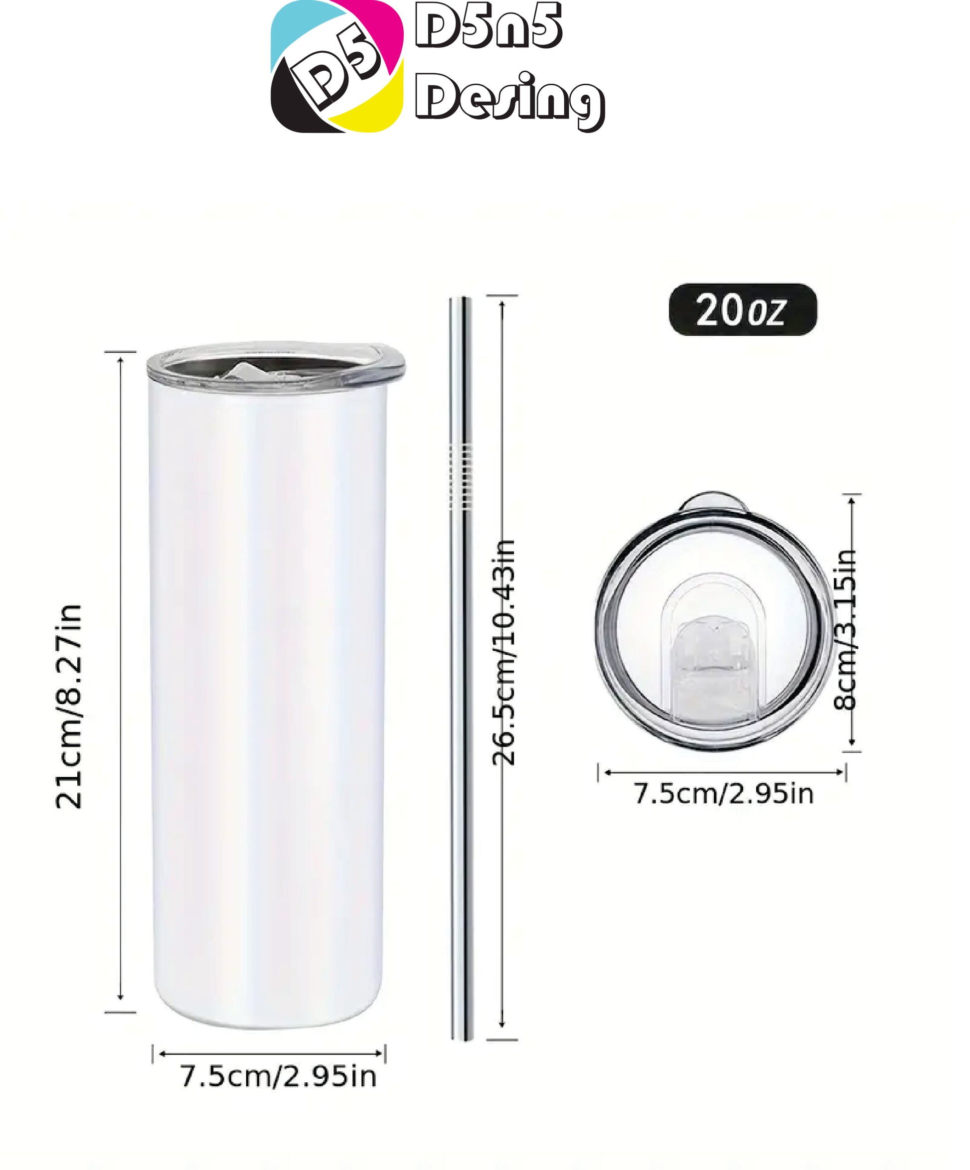 Mario-1 20oz Stainless Steel Double Wall Skinny Tumbler With Straw